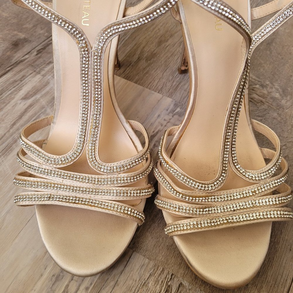 Crystal Covered Sating Strap Heels